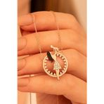 Osmanlı Gümüş Kadın Zirkon Taşlı Anne Bebek Rose Renk Gümüş Kolye