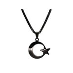 Osmanlı Gümüş Ottoman Siyah Ayyıldız Bayrak Çelik Erkek Kolye Zincir