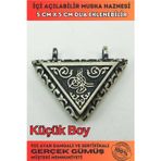 Osmanlı Gümüş Tuğra Motifli Gümüş Kolye Cevşen Muska Küçük Boy