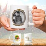 Osmanlı Padişahları Serisi - Vı. Mehmed - Fotoğrafı ve Tuğrası - Arma - Renkli Baskılı Kupa Bardak