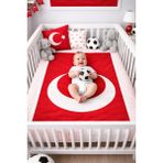 Osmanlı Triko Türkiye Bebek Battaniyesi-Ay Yıldız Battaniye-Kırmızı Beyaz Battaniye- - Kırmızı - Beyaz - 80x100