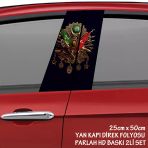 Osmanlı Tuğra Oto Sticker - Yeni Nesil Hd Baskı Kalitesi Araba Kapı Direkleri Kaplama Folyosu - Tuning Modifiye Aksesuar
