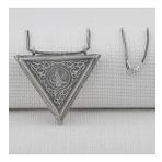 Osmanlı Tuğralı Kalın ZincirliÜçgen Muska Kabi Büyük Boy 925 Ayar Gümüş Erkek Kolye
