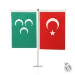 Osmanlı Ve Türk Bayrağı Masa Bayrak Takımı( Dikey)