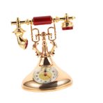 OSOLADY telefon saati kablosu ile eski çevirmeli telefon retro telefonlar Ofis dekorasyonu Ev dekorasyonu Ev aksesuarı dijital saat dekoratif ev saati ev saati dekoru karın kası Golden