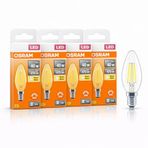 Osram LED Mum Ampul 4W E14 2700K Dimmer Uyumlu 4'lü Paket 470 Lümen 40W Eşdeğer Şeffaf Filament Ampul Sarı Işık