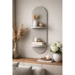 Ossemob Saten Kumsal (100Cmx30cm) Çift Raflı Dekoratif Membran Duvar Rafı