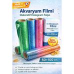 OSSOFOL Hologramlı akvaryum arka fon filmi 100 cm x 50 cm turuncu renk iç kısım hologramlı kendisi yapışkanl