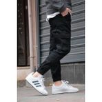 Osyday Erkek Jogger Kargo Cepli Kot Pantolon - Lastikli Bel ve Paça, Yıkamalı Denim - XL - Siyah