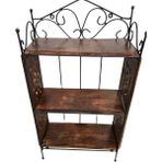 Otantik Çarşı Ahşap Ferforje Duvar Rafı 32X14X59 Cm. - Siyah - Ahşap