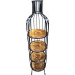 Otantik Çarşı Ahşap Ferforje Raf Şişe Model 4 Katlı 27X27X115 Cm. - Siyah - Ahşap