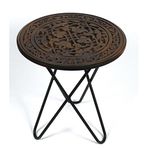 Otantik Çarşı Ahşap Oymalı Yuvarlak Yan Sehpa 40 cm, 69045