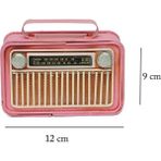 Otantik Çarşı Dekoratif Metal Radyo C1322 Pembe Renk - Kırmızı