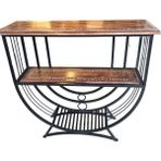 Otantik Çarşı Eskitme Ahşap Ferforje Vitrin Raf 80X25X75 Cm. Dir. - Siyah - Ahşap