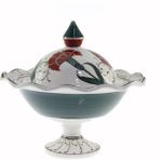 OTANTİK ÇİNİ Haliçli Kırmızı Karanfil Dekorlu Şekerlik 21x30 Cm Dir