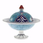 OTANTİK ÇİNİ Turkuaz Sırça Köşk Şekerlik 21x30 Cm Dir