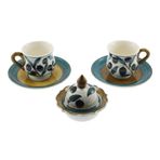 OTANTİK ÇİNİ Zeytin Dekorlu 2 Li Fincan Takımı 6x6 Cm Tabak 12 Cm