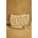 Otantik Dokulu Vintage Tasarım Omuz ve El Çantası - Beyaz