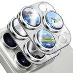 OTAO iPhone 15 Pro/15 Pro Max Kamera Lens Koruyucu, 2'li Paket Parlak Kamera Kapağı, Göz Kamaştırıcı Metal+9H Temperli Cam Ekran Koruması - Kolay Takılabilen Tepsi/Kılıf Dostu/Sıkıca Yapışır (Beyaz