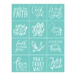 OTCRAFT Serigrafi Şablon Faith Minis, Yeniden Kullanılabilir Kendinden Yapışkanlı İpek Serigrafi, Dekor/Baskı için Ahşap/Kumaş/Duvar/Bardak/Tabak/Cam/Kağıt, Ev El İşi Projeleri Dekorasyon Deseni (21,5 x 27,9