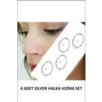 Öte Beri Öteberi Silver Delikli Deliksiz Fake Kullanıma Uygun 4 Adet Silver Halka Hızma Küpe Piercing TYC4Q4WJZN170236470516640