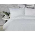 Otel Tipi Çift Kişilik Çizgili Saten Nevresim Takımı Beyaz