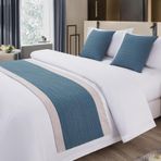 Otel Yatak Örtüsü Çift Taraflı Pamuklu Keten Yatak Örtüsü Dekor Koruma E Mavi 50 * 240 cm 1,8 m Yatağa Uyar