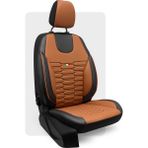 Otexo Bellucci Delikli Deri Airbag Uyumlu Ortopedik Destekli Universal Oto Koltuk Kılıfı Taba-Siyah - Taba - Siyah