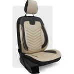 Otexo Carbon Hafif Ticari Arka (2+1) Airbag Uyumlu Ortopedik Destekli Universal Oto Koltuk Kılıfı Krem - Siyah - CRTCR