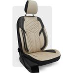 Otexo Panther Taytüyü Ortopedik Destekli Airbag Uyumlu Universal Oto Koltuk Kılıfı Krem - Siyah - Siyah - Krem
