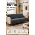 OTEXSA Antrasit Koltuk Örtüsü 170x200 cm Yumuşak Dokulu Kaymaz Modern Koltuk Şalı Çekyat Örtüsü