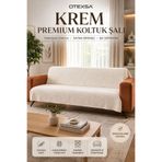 OTEXSA Krem Yumuşak Dokulu Kaymaz Koltuk Örtüsü Dekoratif Yıkanabilir Koltuk Şalı 170x200cm