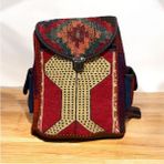 Otho Bag Etnik Kilim Desenli Büyük Boy Unisex Sırt Çantası - Kırmızı