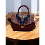 Otho Bag Şal Eşarp Desenli Etnik Kadın Omuz Çantası - Bordo