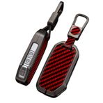 OTMIK Çinko alaşım ABS karbon fiber araba anahtarı kapağı Kia Ceed Soul Xceed NIRO EV Seltos Telluride Sorento K3 K5 anahtarlık aksesuarı için uygun (kırmızı)