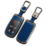 OTMIK Çinko Alaşım Karbon Fiber Araba Anahtarı Kılıfları Jeep Renegade Pusula Grand Cherokee için Chrysler 300C Wrangler Dodge Aksesuarları Anahtarlık (Mavi)