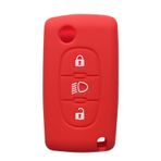OTMIK Silikon araba anahtarı kılıfı Citroen C2 C3 C4 Picasso Xsara C5 C6 C8 Fold anahtar kılıfı aksesuar (kırmızı)