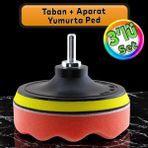 Oto Araç Araba Pasta Cila Polisaj Yumurta Ped + 115 Mm Taban + Matkap Adaptörü Parlatıcı Çizik Giderici 3'Lü Set