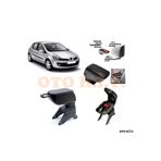 Oto h.i.t. Renault Clio 3 Uyumlu Kol Dayama ve Kolçak Sürgülü Bardaklıklı Ayarlanabilir Siyah Deri