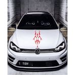 Oto Kaput Şerit Sticker Dövme Tasarımlı Kırmızı 25*60 cm - Siyah - Standart