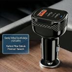 Oto Mutluluk 78W Hızlı Şarj Destekli 2x Type-C 1x USB Girişli Araç Çakmaklık Hızlı Şarj Aleti 3A - Siyah