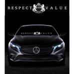 Oto Sticker Otosticker Respect Vip Value Ön Cam Alınlık Büyük 86X15Cm - Beyaz