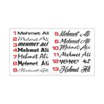 Oto Sticker Size Özel İsim Ad Soyad Yazı Stickeri 1 Adet Eşsiz Yazı Tipleri