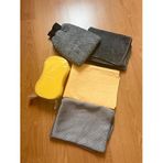 Oto Temizlik 5'li Araç Yıkama Seti - Oto Yıkama Eldiveni, Güderi Bez, Mikrofiber Bez, Cam Bezi, Sünger (50X70)