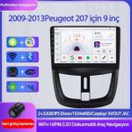 Otolas Peugeot 207 2gb Ram 32GB Depolama 9 Inç Wifi Gps Kablosuz Carplay Kamera Multimedya Navigasyon - 2009-2013 - Siyah