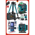 Otomatik Hizalamalı Kumandalı 16 Köşe Yeşil Çizgi Lazer Hizalama Makinesi + 50Mt Lazer Tripot Set