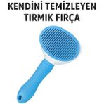 Otomatik Temizlenen Tuşlu Evcil Hayvan Fırçası Kedi Köpek Tüy Toplayıcı - Mavi