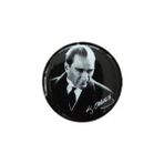 Otomor Aksesuar K.atatürk Silüetli Imzalı Yuvarlak Etiket Damla Sticker Siyah 3cm