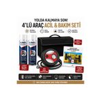 OTONAM 4’lü Araç Acil Durum ve Bakım Seti – 12V Hava Kompresörü, Lastik Tamir Kiti, Balata Spreyi ve Bagaj Düzenleyici Çanta