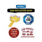 Otopeksan Reflektör Bant - Fosforlu Bant - Sarı - TÜVTÜRK Onaylı - 1 Metre - 5 CM - Kesikli